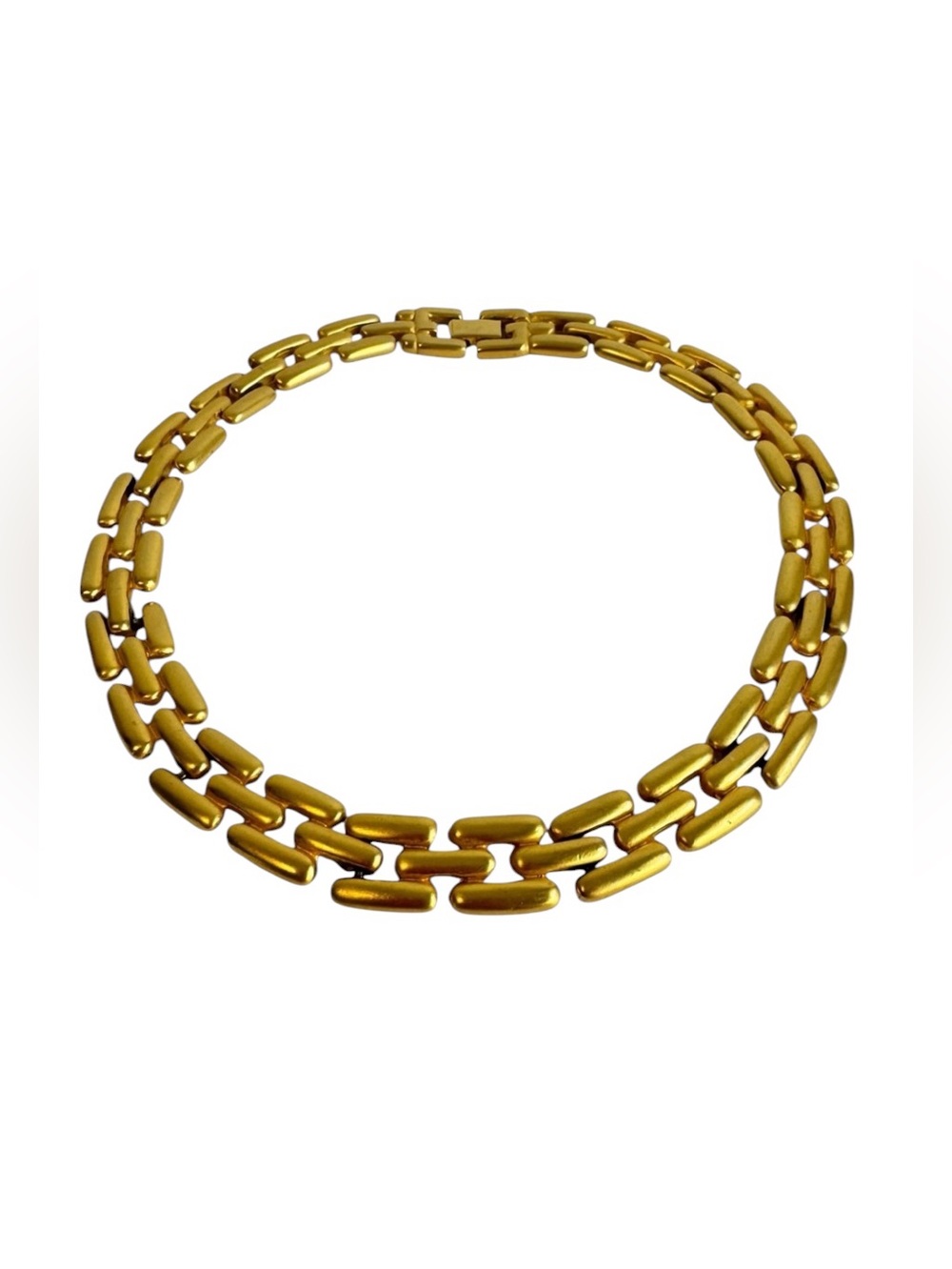 Vintage Panther‎ Link Necklace 90s Gold Tone Statement Choker Designer Style 16"
